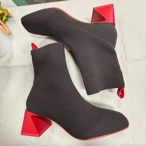 Vivaia Regina Pro Water Repellent Black and Red Heeled Boots